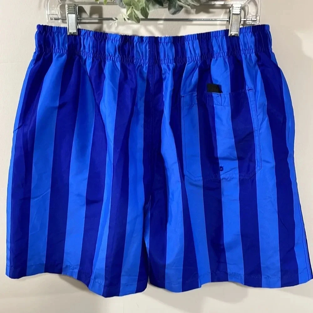 NWOT Cromer Resortwear Swim Trunks  Elastic Waist Blue Striped L (36/38)